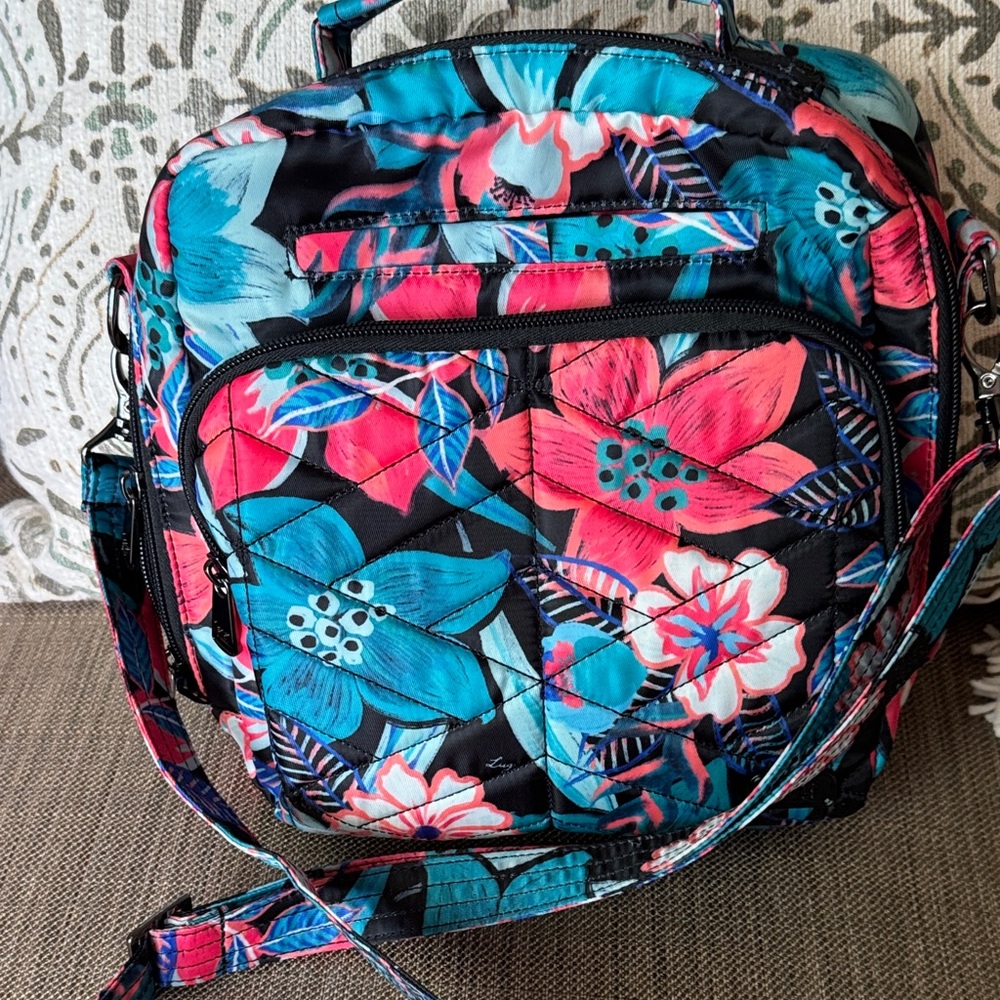 Lug Floral Crossbody Bag - Black, Blue, Pink